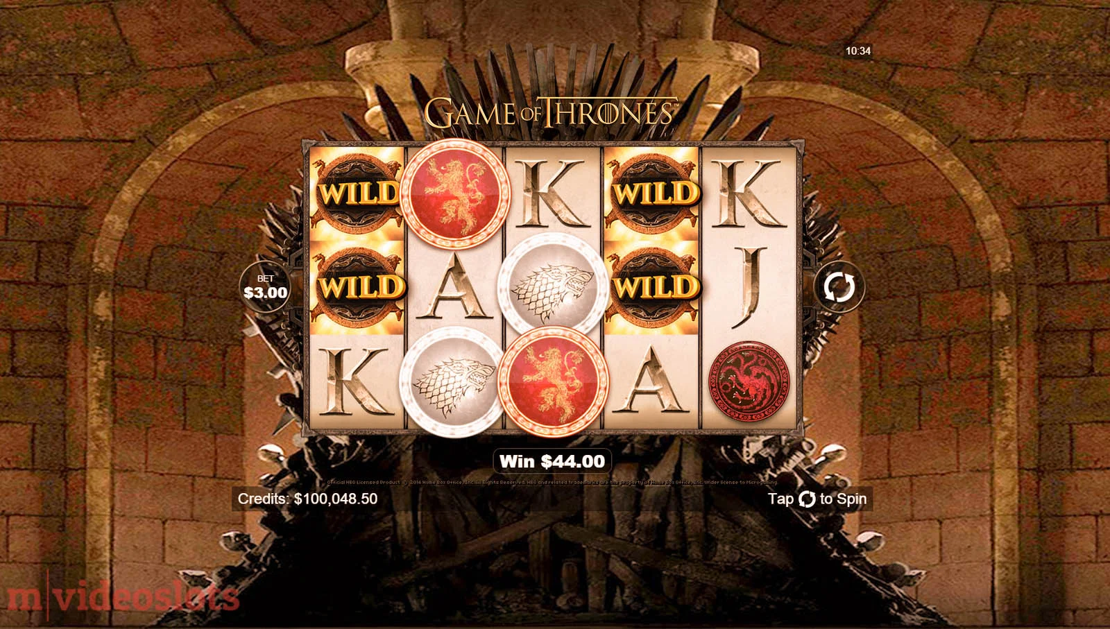 Game of Thrones Slot Reel Layout